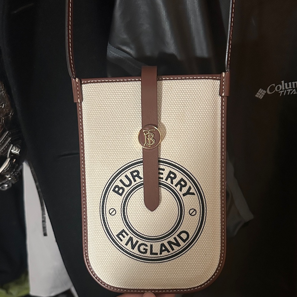 Burberry Beige and Brown Belt Phone Bag